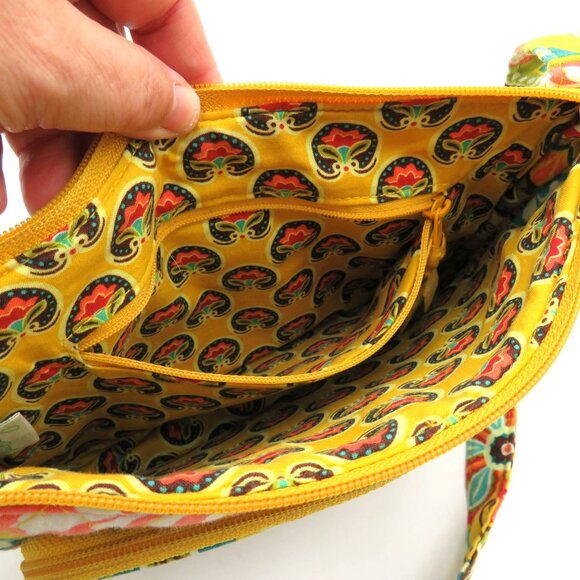 Vera Bradley Purse Provencal Crossbody Bag Yellow Quilted Built In Wallet - Picture 8 of 9